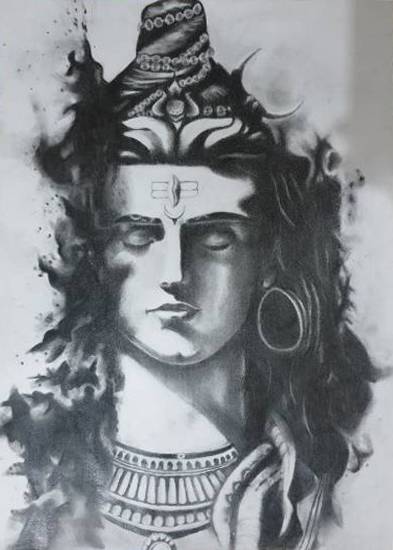 Charcoal Sketch Of Mahadev By Naveen Nirala | DesiPainters.com