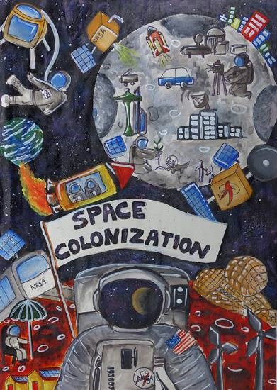 Space Colonization, painting by Nishtha Sharma
