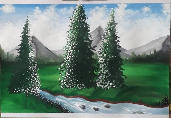 Mountain Melodies, painting by Nishtha Sharma