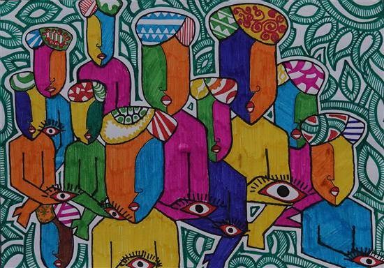 Revenge makes blind, painting by MUKUL KUMAR
