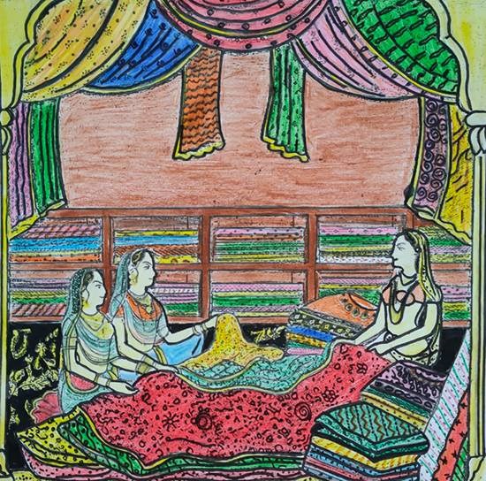 The preparations for marriage, painting by Rajeshwari Mandal