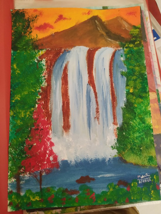 Waterfalls, painting by Mahathi Shanagala