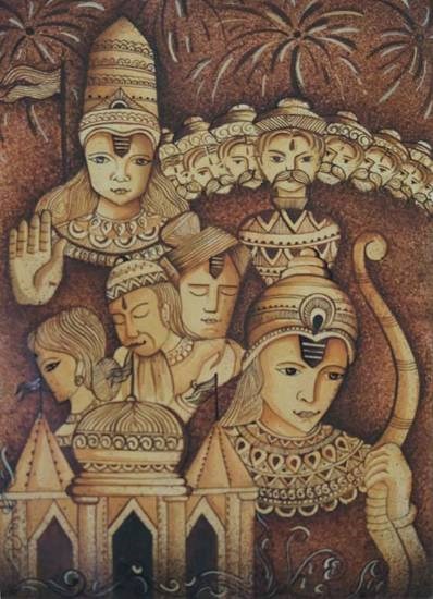 Dussehra, painting by Arpita Saha