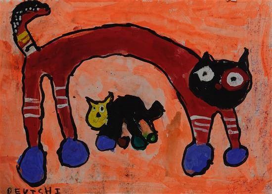 Cat & Kitten, painting by Devishi Patra