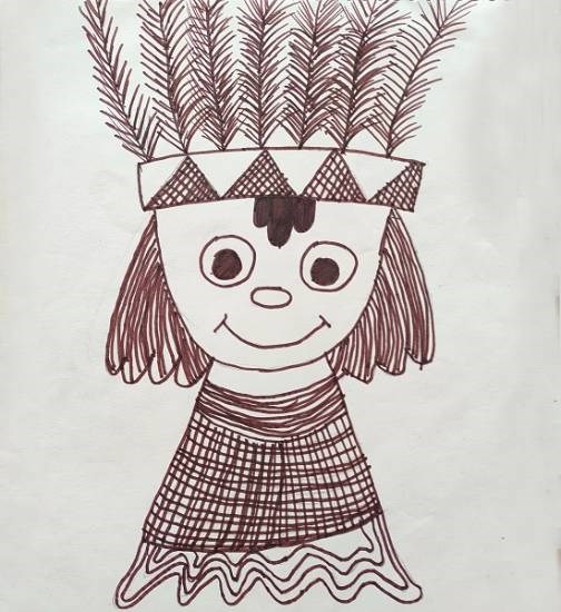 A Friendly Tribal Boy, painting by Aanya Mahajan