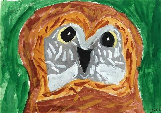 Owl, painting by Dron Patra