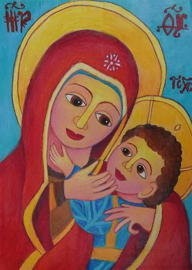 Painting  by Viara Pencheva - Virgin Mary & Jesus Christ
