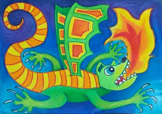 Painting  by Viara Pencheva - My fire breathing Dragon