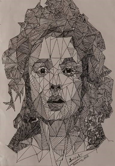 Pattern portrait of Bollywood actress Alia Bhatt, painting by Saikat Maji