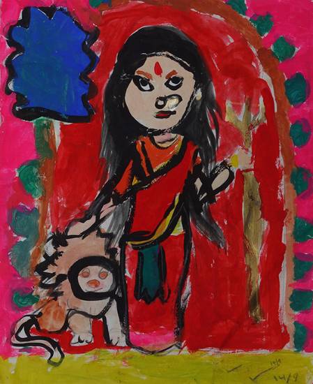 Painting  by Ekavira Singh - Maa Durga
