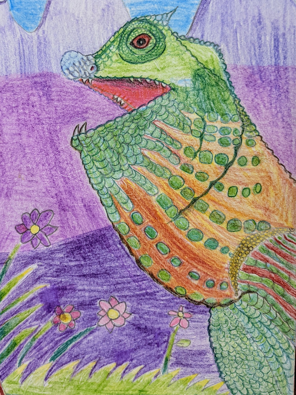 Painting  by Sahana Prasanna - Hump nose Lizard SriLanka