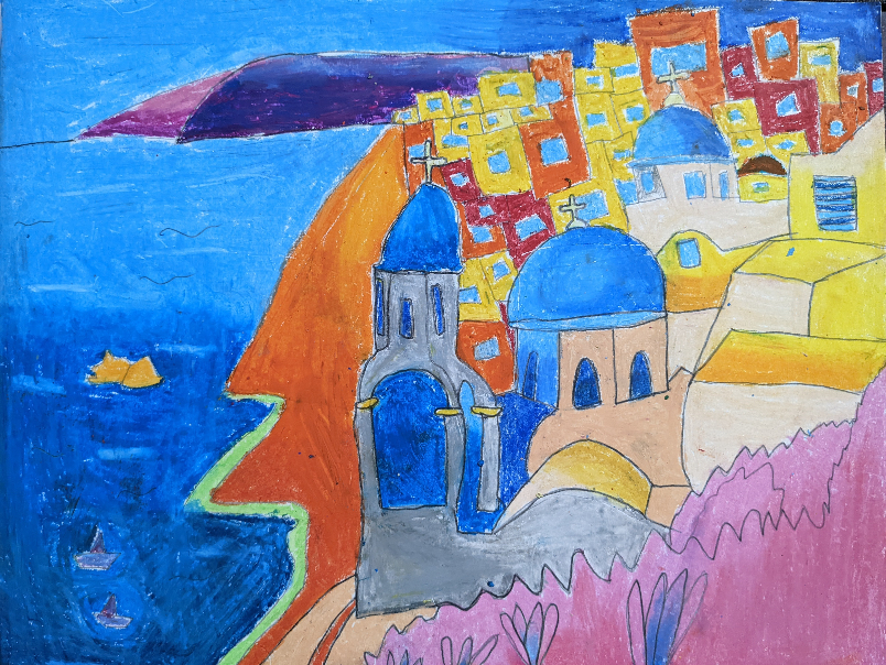 Painting  by Sahana Prasanna - Santorini greece