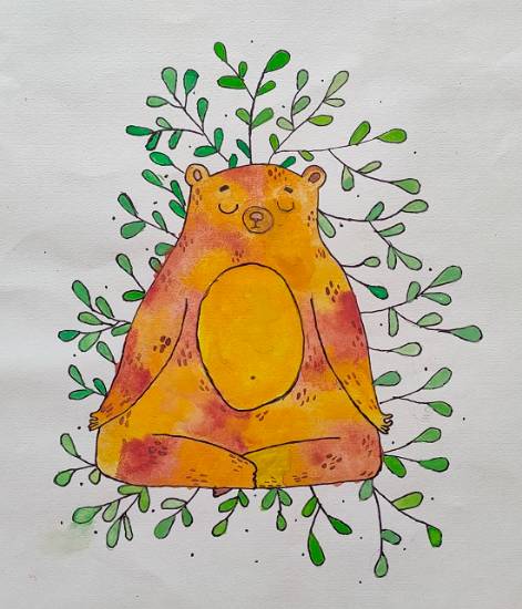 Painting  by Dhruthi Kashyap - Bear Meditation