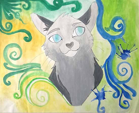Painting  by Dhruthi Kashyap - Cat Abstract Painting
