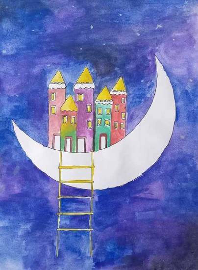 Night sky, painting by Dhruthi Kashyap