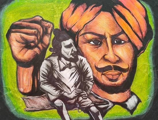Indian Freedom Fighter - Bhagat Singh, painting by Skanda R