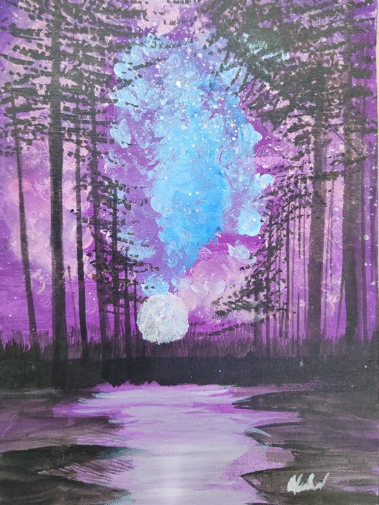 Lavender night, painting by Nihal Das