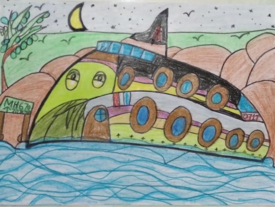 Ferry, painting by Shreyas Madhavan