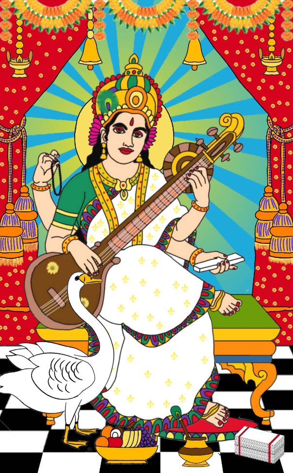 Goddess saraswati Painting by Harshit Pustake
