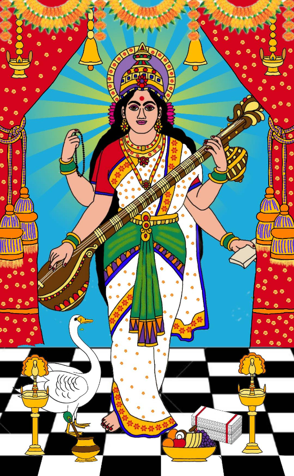 Print  by Harshit Pustake - Goddess saraswati
