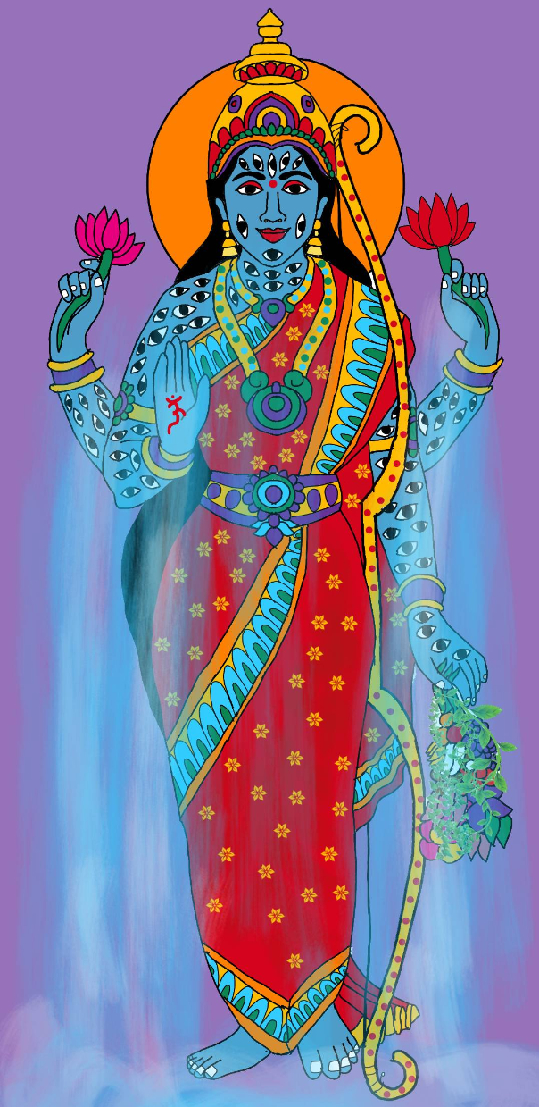 Print  by Harshit Pustake - Goddess shatakshi and shakambhari