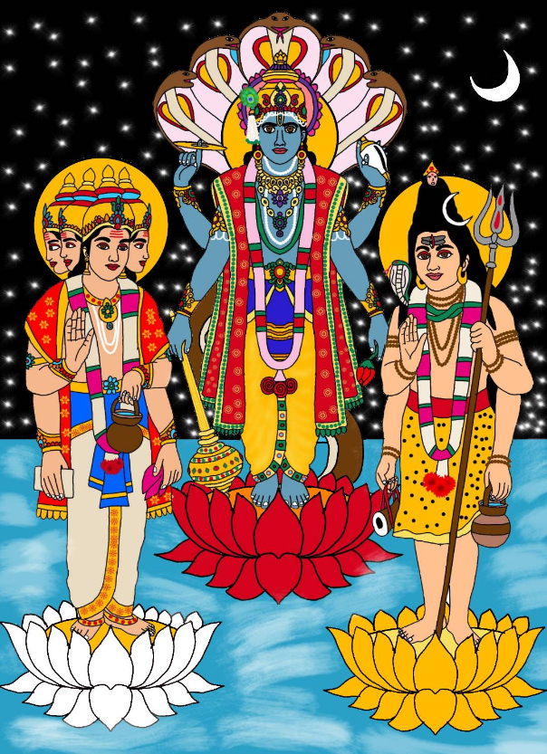 Print  by Harshit Pustake - Lord brahma, Vishnu and Shiva