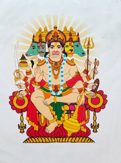 Panchmukhi Hanuman, painting by Harshit Pustake
