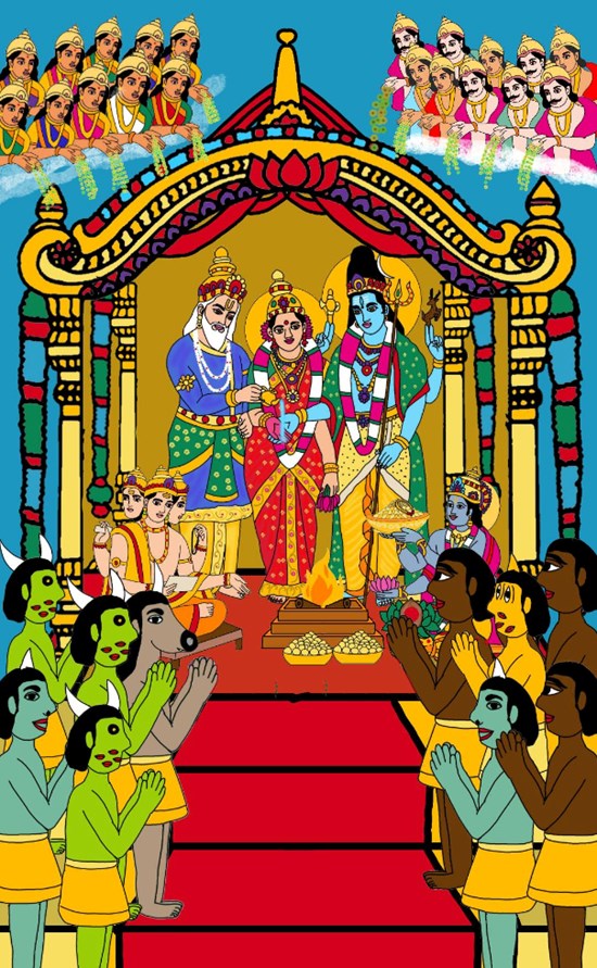 Shiv parvati marriage, painting by Harshit Pustake