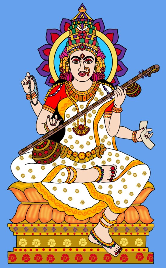 Goddess saraswati, painting by Harshit Pustake