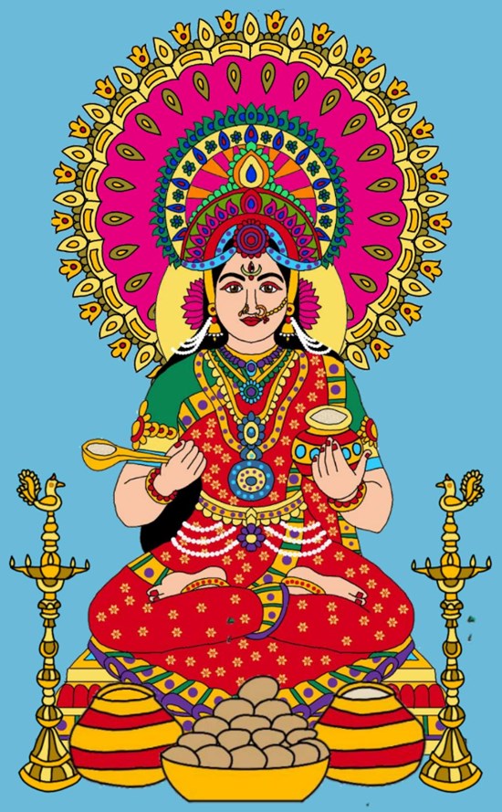 Goddess annapurna, painting by Harshit Pustake