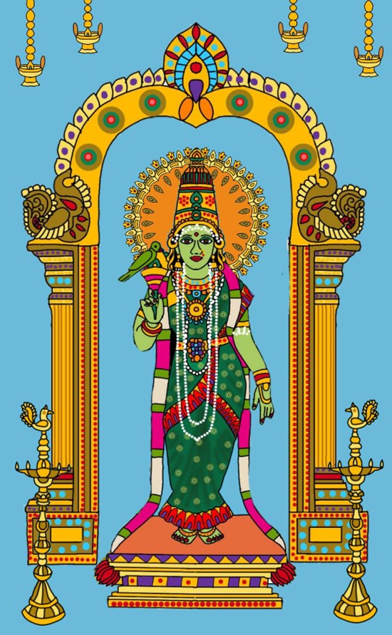 Goddess minakshi, painting by Harshit Pustake