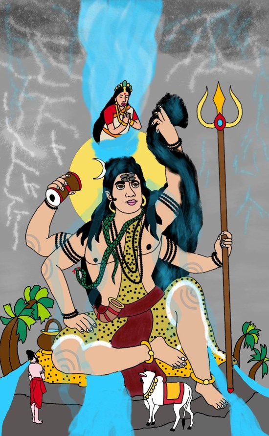 Lord gangadhar shiv, painting by Harshit Pustake