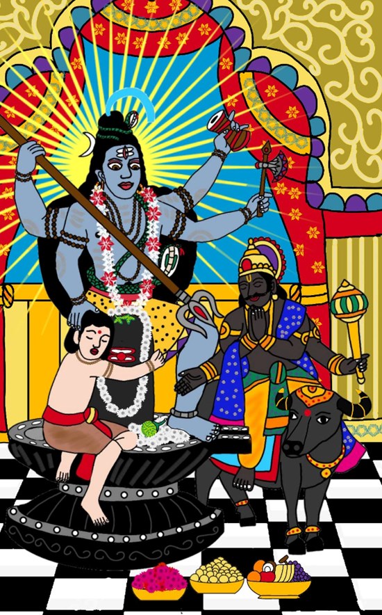 Lord shiva and markandeya, painting by Harshit Pustake