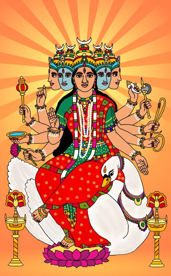 Goddess gayatri, painting by Harshit Pustake
