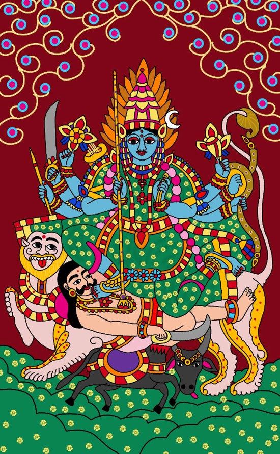 Goddess mahishasura mardini, painting by Harshit Pustake
