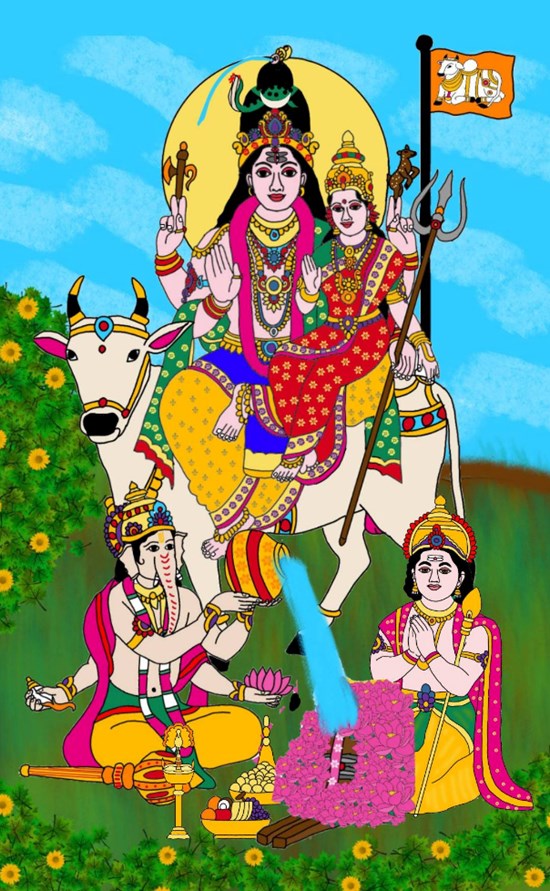 Lord shiva's famaily, painting by Harshit Pustake