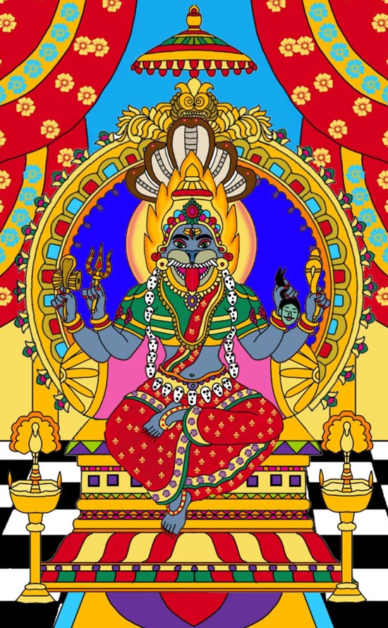 Goddess pratyangira, painting by Harshit Pustake