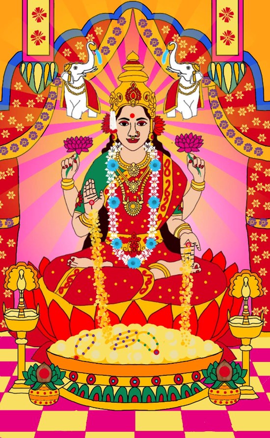 Goddess lakshmi, painting by Harshit Pustake
