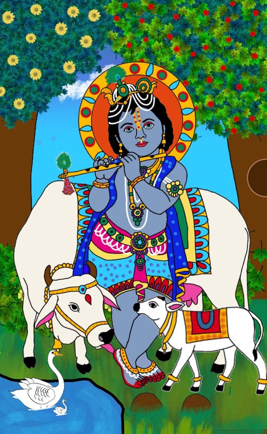 Lord krishna, painting by Harshit Pustake
