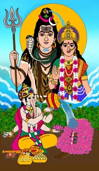 Lord ganesha, shiva, parvati Painting by Harshit Pustake