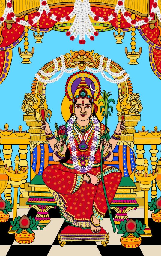 Goddess lalita tripursundari, painting by Harshit Pustake