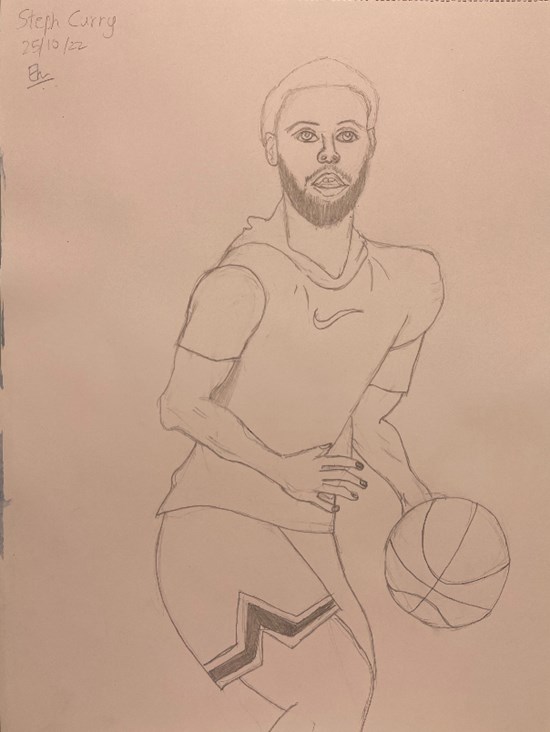 Best three point shooter - Stephen Curry, painting by Ethan Mathrani