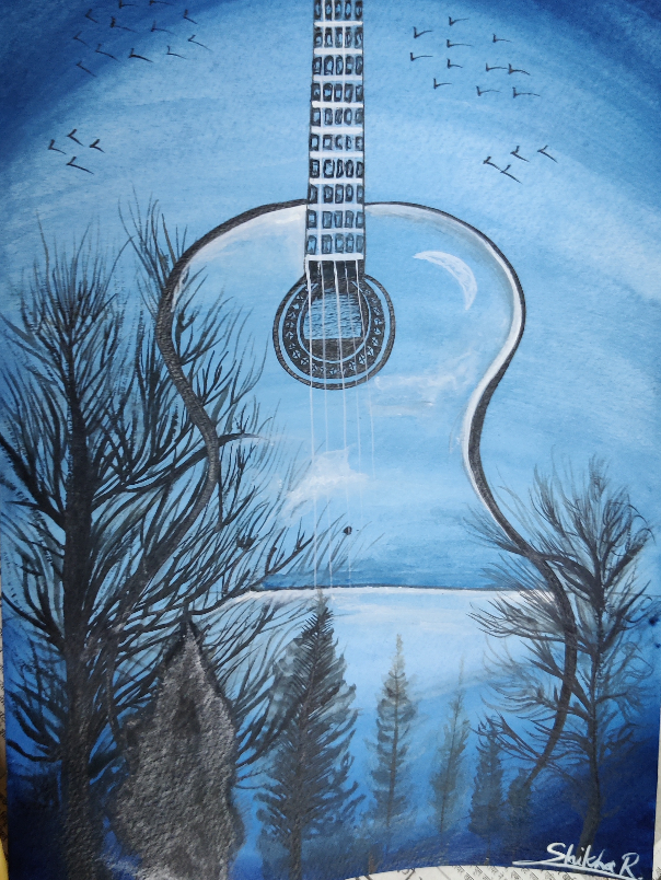 Painting  by Shikha Rathore - Guitar