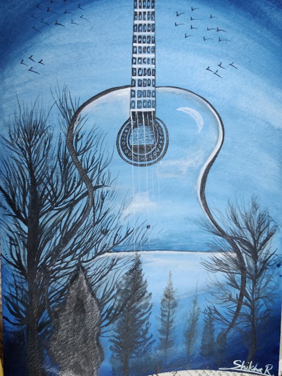Guitar, painting by Shikha Rathore