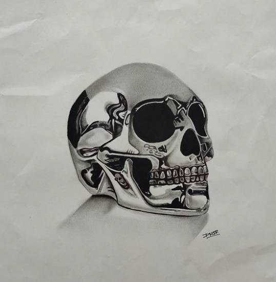Chrome Skull, painting by Dhir bhatt
