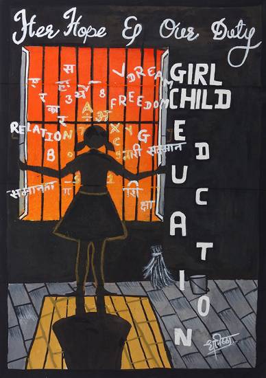 Painting  by Dhanishtha Jadhav - Girls child education