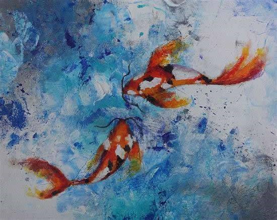 Koi fishes, painting by Jiya Parakh