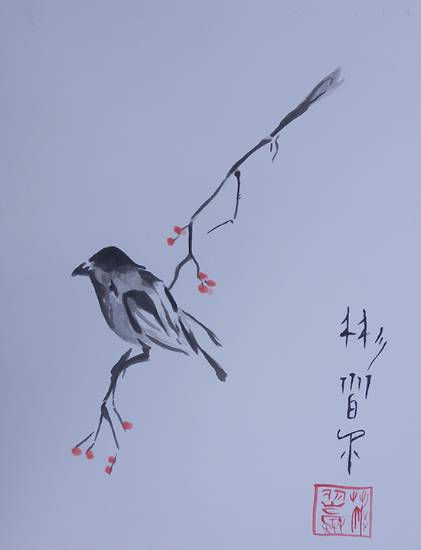 Painting  by Saravpreet Singh - Japanese Sparrow