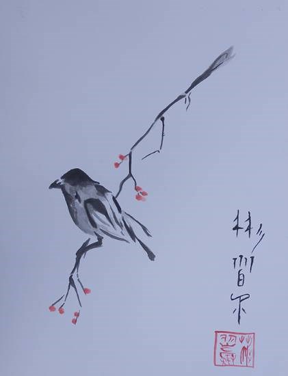 Japanese Sparrow, painting by Saravpreet Singh
