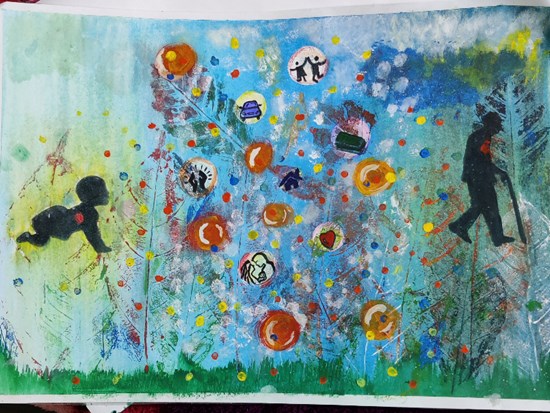 Bubbles and life, painting by Isha Agnihotri